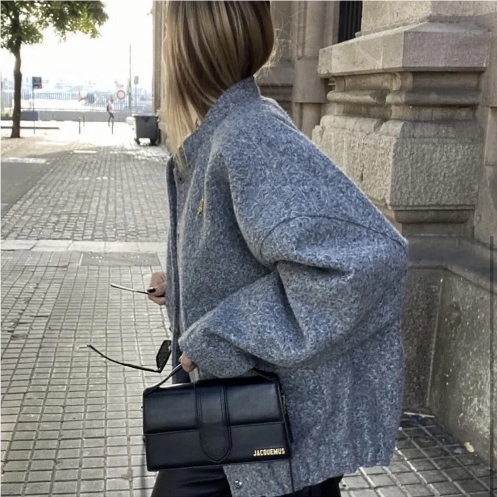 Zara Textured Bomber Jacket - Grey - Picture 6 of 10